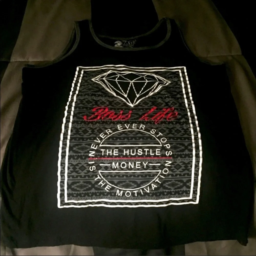Hot Topic 2 Monkeys Side Hustle Tank True Black "Boss Life” Top New - Picture 4 of 10